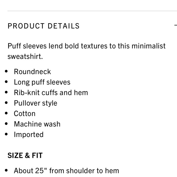 AG Adriano Goldschmied Walker Puff Sleeve Ivory sweatshirt. Pre-owned Size L - Picture 7 of 7